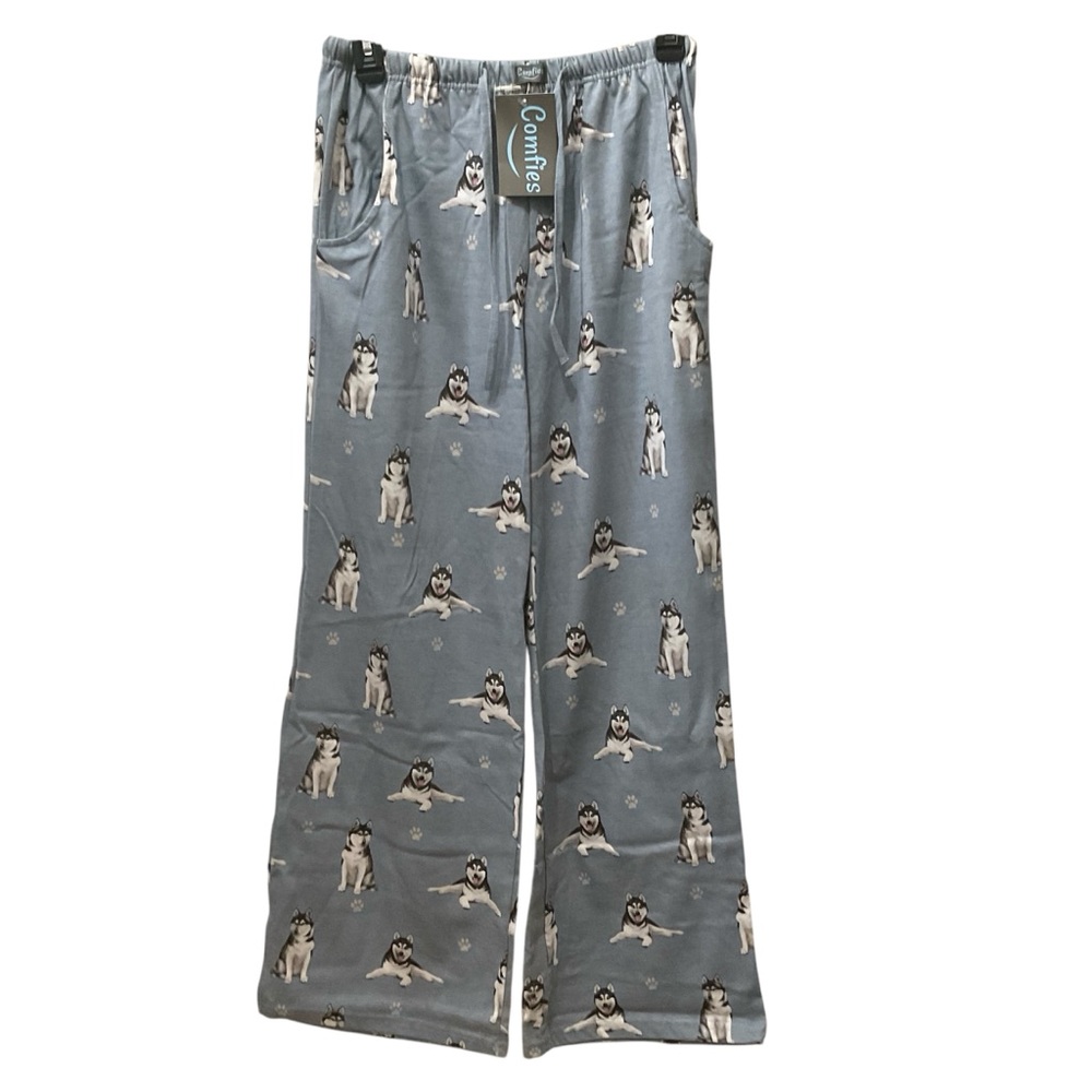 COMFIES Dog Pajama Pants Huskies Design PJ Bottoms Pockets Womens Sz Small New